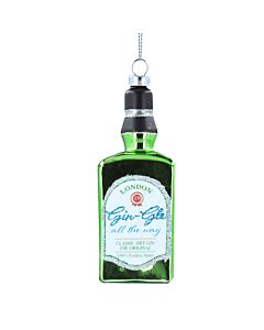 Gisela Graham Green Gin Bottle Glass Tree Decoration